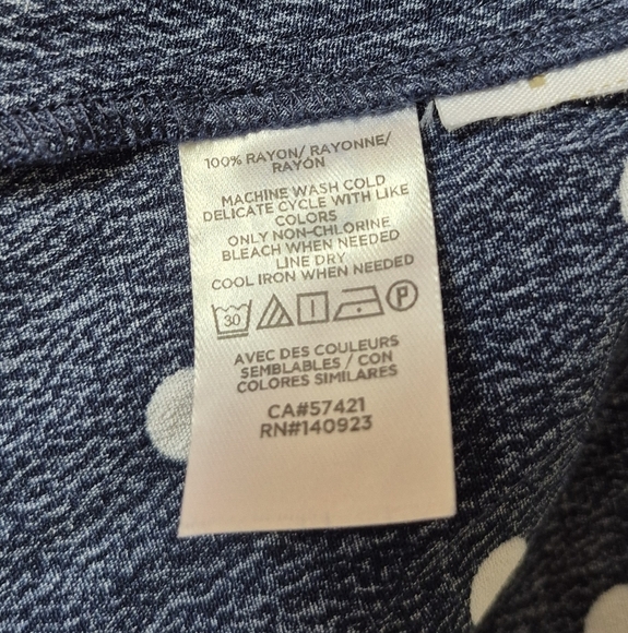 LOFT Navy A-Line Skirt with White Polka Dots - Picture 4 of 5